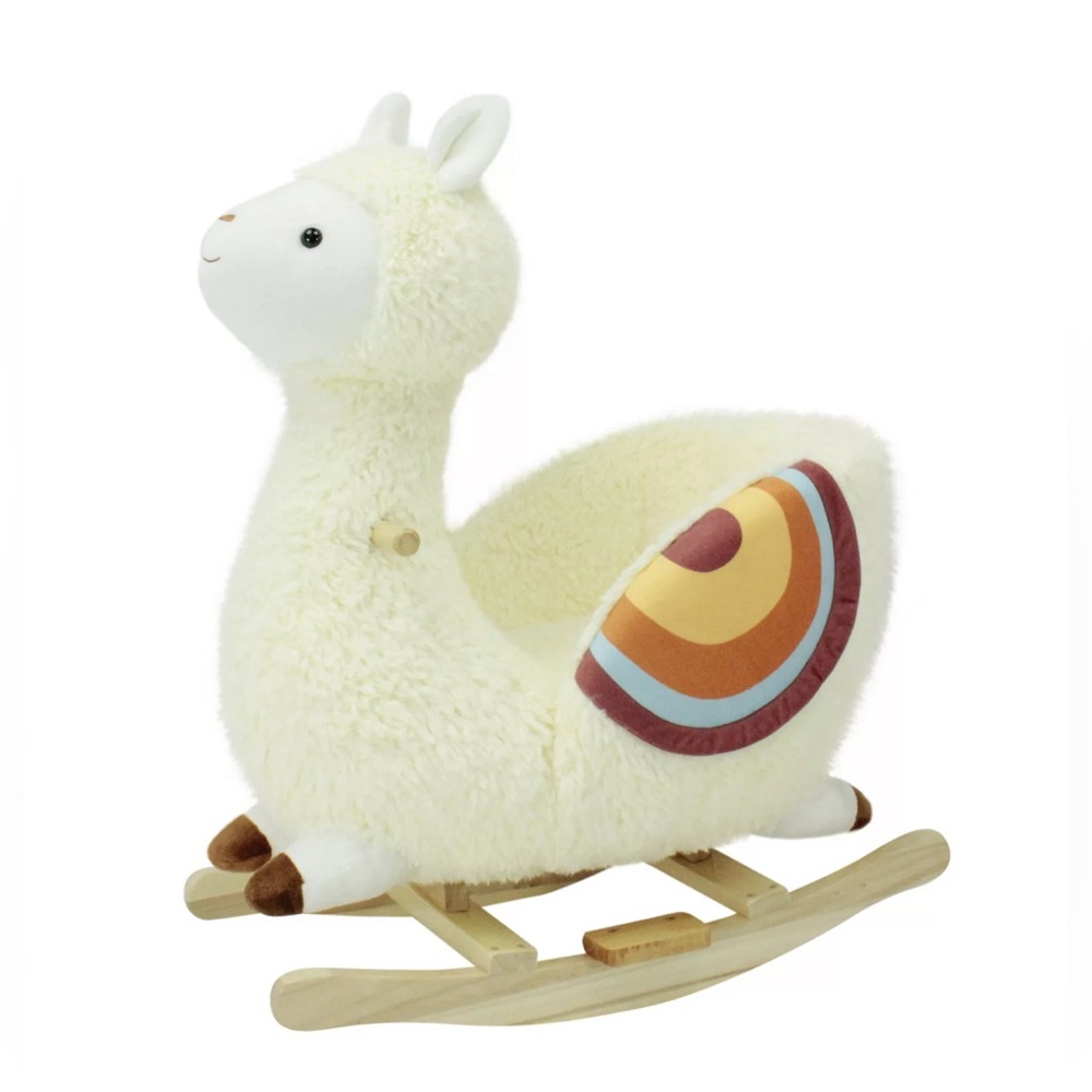 Plush Llama Rocker Toy - Cream and Brown